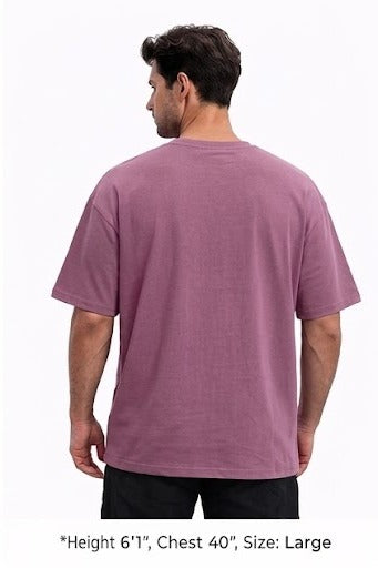 Plum Colour Solid Mens Oversized Tshirts-100% Cotton