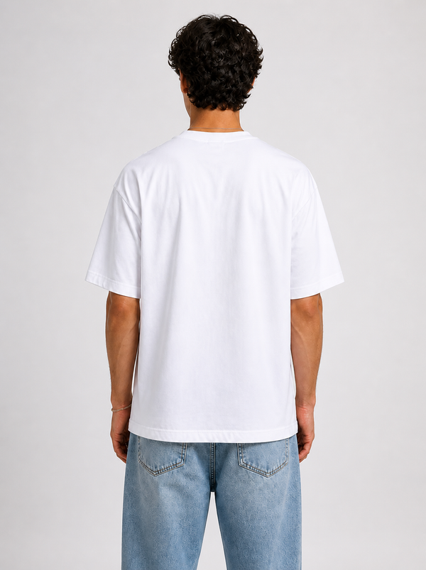 Men casale vero Signature Printed white Oversized Relaxed Fit Cotton T-Shirt