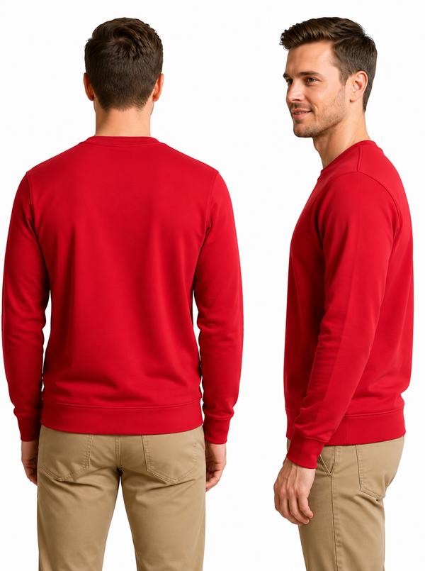 Men Embroidered logo Printed Red Premium Cotton Regular fit Sweatshirt
