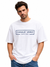 Men White Boxed Signature Printed Oversized Drop shoulder Cotton Single Jersey T-shirt