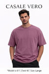 Plum Colour Solid Mens Oversized Tshirts-100% Cotton