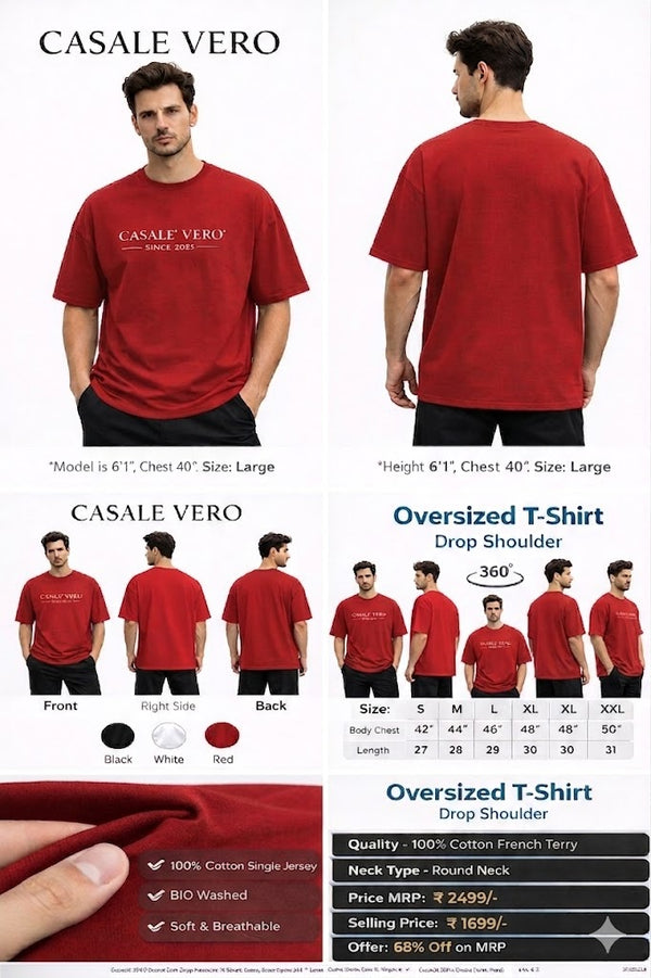 Red Printed Tshirts 100% Cotton French Teery