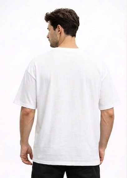Men Casale vero Signature Printed Oversized Drop shoulder white Cotton Single Jersey T-Shirt