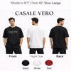 Men Casale Vero Signature printed Black Stealth Minimal Printed Oversized premium cotton T-shirt