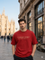 Men Casale Vero Signature Printed Oversized Drop shoulder Red Cotton Single Jersey T-shirt