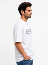 Men White Boxed Signature Printed Oversized Drop shoulder Cotton Single Jersey T-shirt