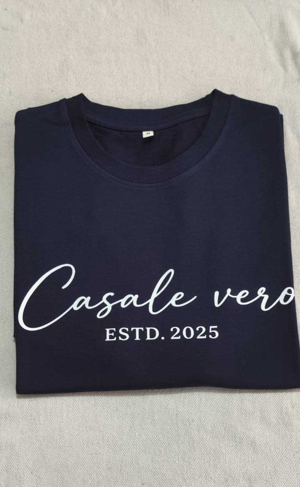 Men Navy Blue Signature Printed Oversized Relaxed Fit Cotton T-shirt