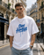 Men Stay Humble Printed White Oversized Drop Shoulder Cotton T-Shirt