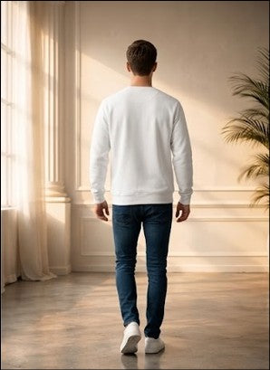 Men Embroidered logo Printed Minimalist Crest White Premium Cotton Regular fit Sweatshirt