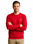 Men Embroidered logo Printed Red Premium Cotton Regular fit Sweatshirt