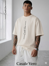 Men Casale Vero Printed Oversized Drop shoulder Premium Off-White Cotton T-shirts