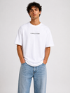 Men casale vero Signature Printed white Oversized Relaxed Fit Cotton T-Shirt