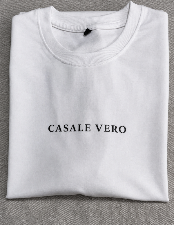 Men casale vero Signature Printed white Oversized Relaxed Fit Cotton T-Shirt