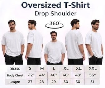 Men White Solid Oversized Drop shoulder Premium Cotton T-shirt