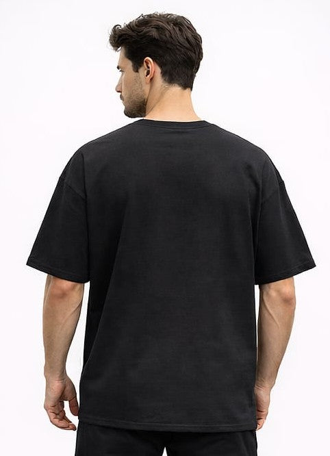 Men Casale Vero Signature printed Black Stealth Minimal Printed Oversized premium cotton T-shirt