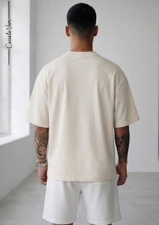 Men Casale Vero Printed Oversized Drop shoulder Premium Off-White Cotton T-shirts