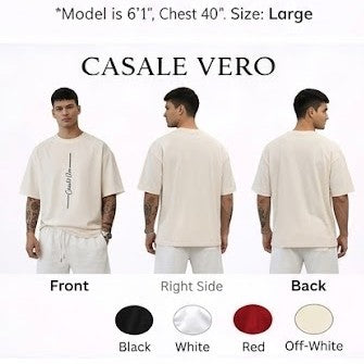 Men Casale Vero Printed Oversized Drop shoulder Premium Off-White Cotton T-shirts