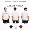 Men Casale vero Signature Printed Oversized Drop shoulder white Cotton Single Jersey T-Shirt