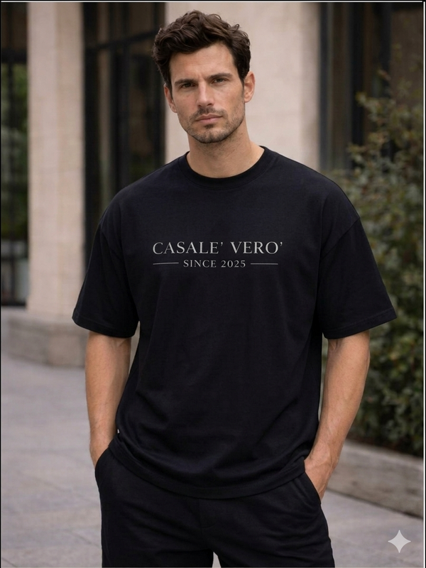 Black Signature Noir Printed Oversized T-Shirt for Men
