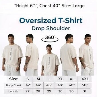 Men Casale Vero Printed Oversized Drop shoulder Premium Off-White Cotton T-shirts