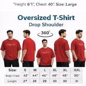 Men Casale Vero Signature Printed Oversized Drop shoulder Red Cotton Single Jersey T-shirt