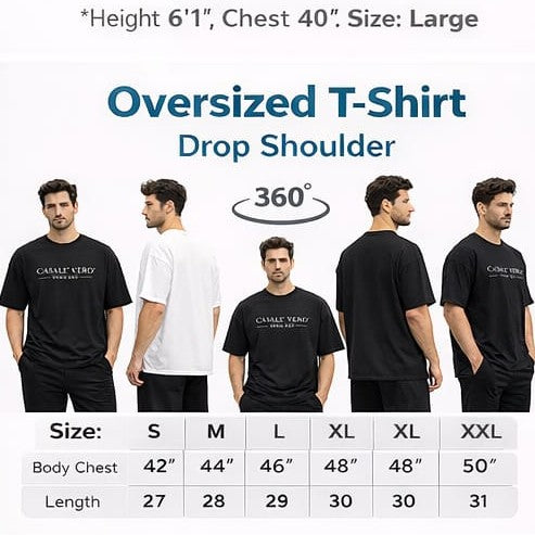 Men Casale Vero Signature printed Black Stealth Minimal Printed Oversized premium cotton T-shirt